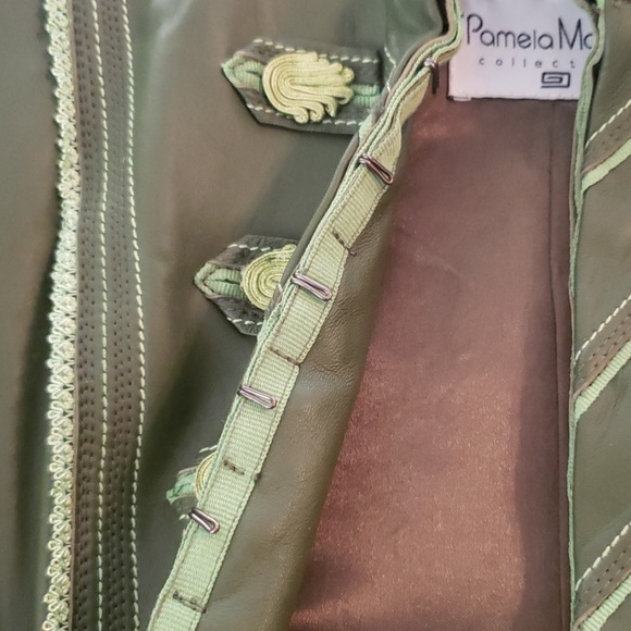 NWOT Pamela McCoy Military Inspired Leather Jacket - Picture 6 of 8